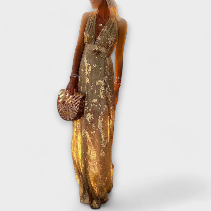 V-udskæring Kjole med Pailletdetaljer