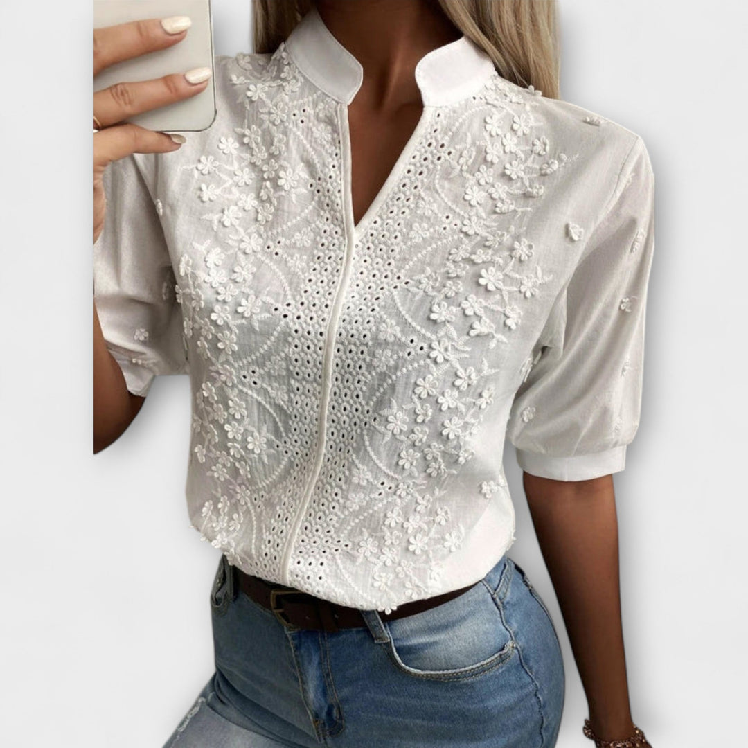 Élise - Mila Bluse med luksuriøst broderi