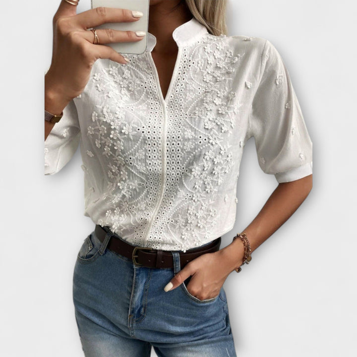 Élise - Mila Bluse med luksuriøst broderi