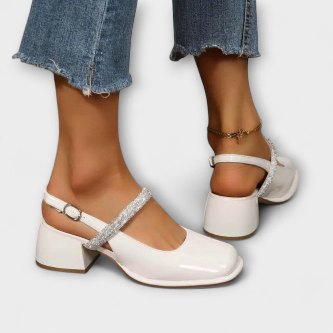 Celandra - Mary Janes med glitrende strop og blokhæle