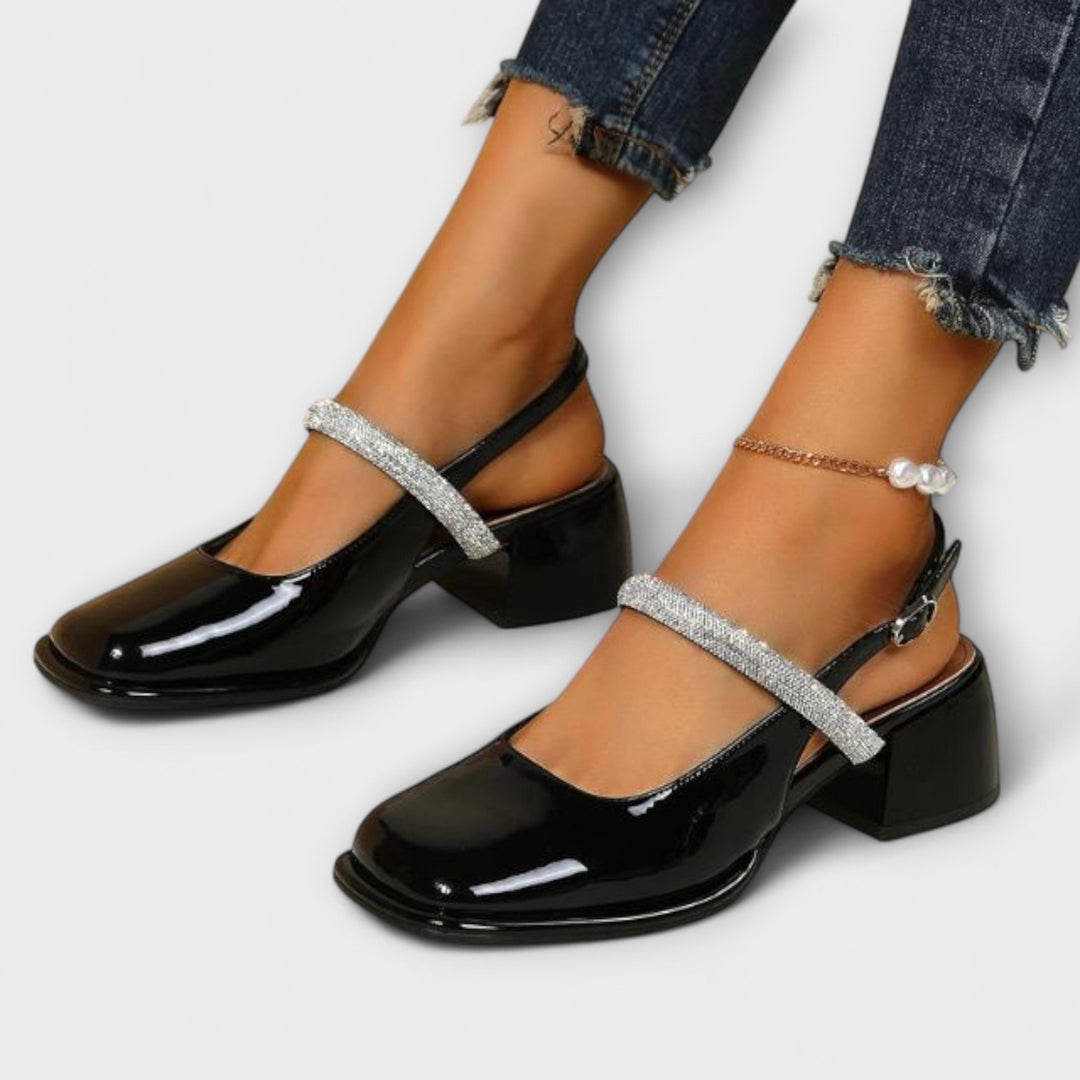 Celandra - Mary Janes med glitrende strop og blokhæle