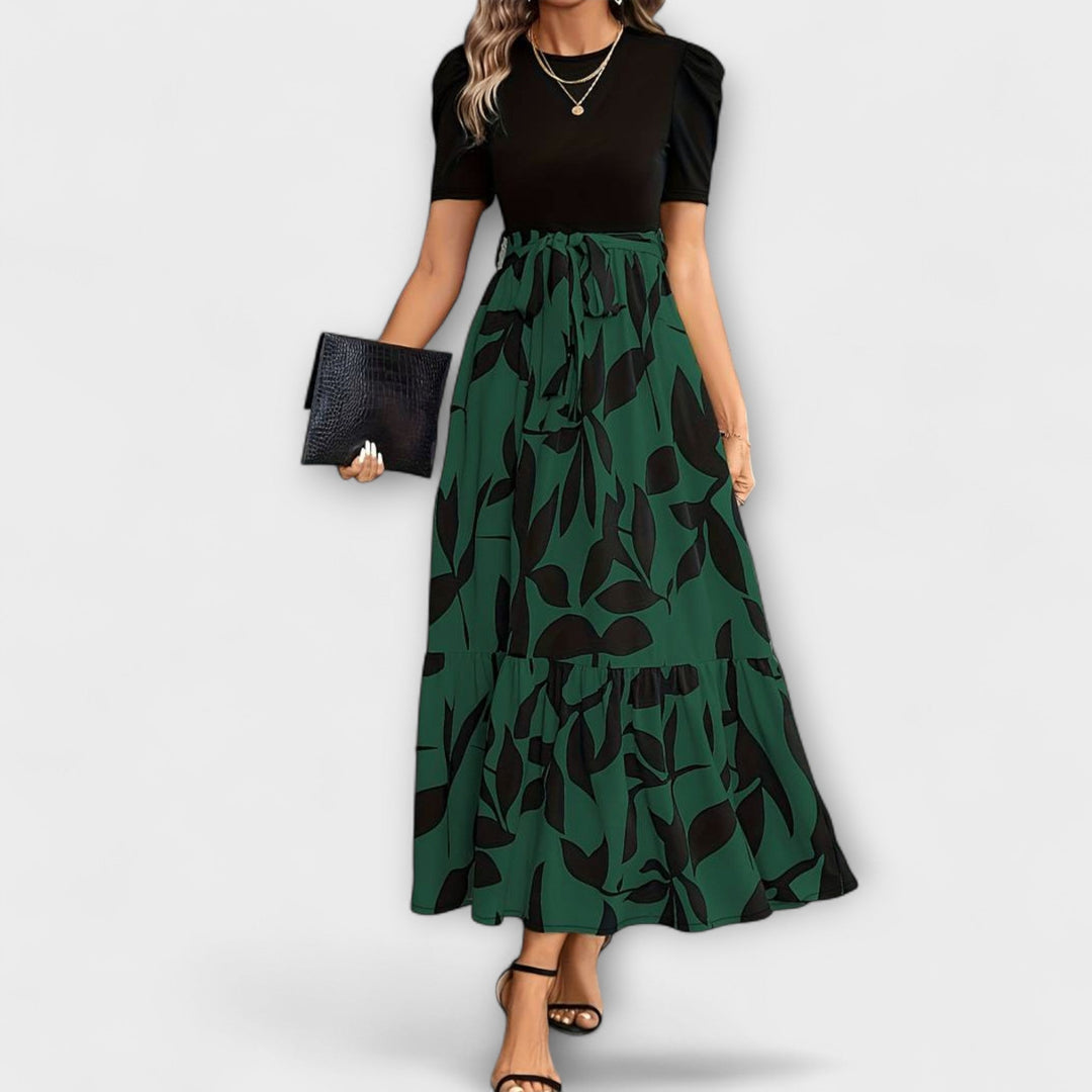 Luna - Blomsterprint Sommerkjole med Rund Hals