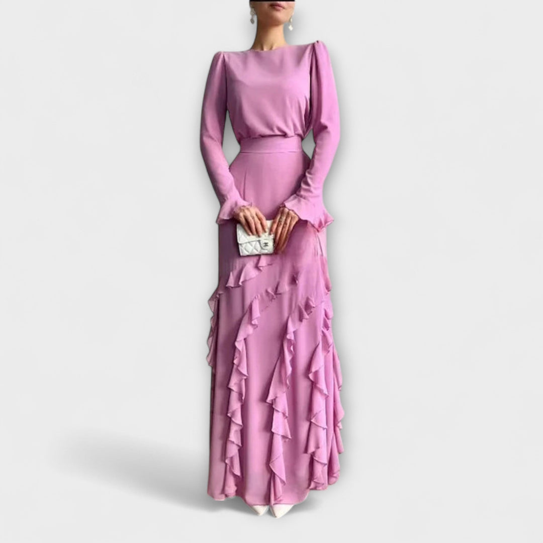 Fallon - Slim Fit Maxi Dress with 3D Ruffles