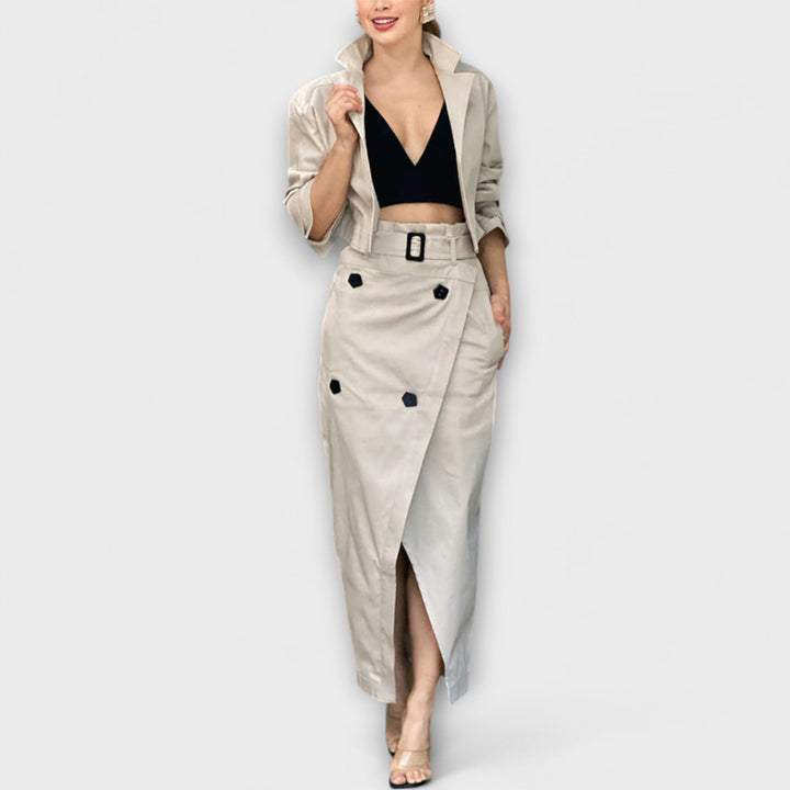 Lyra - Chic Midi Skirt Jacket with Pockets