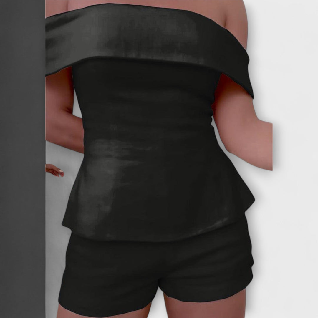 Olivia - Hvidt Bomulds-Linned Sæt i To Dele