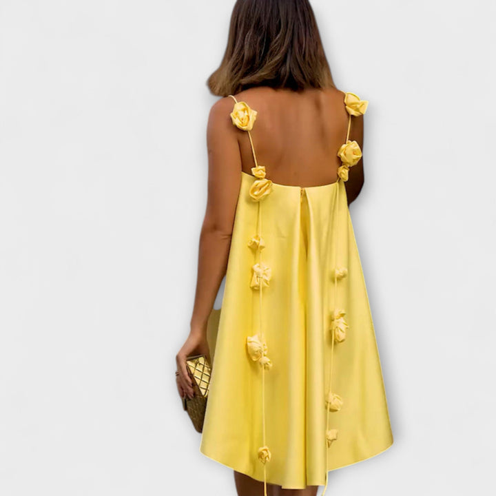 Jordan - Elegant Floral Print Loose Mini Dress with Straps