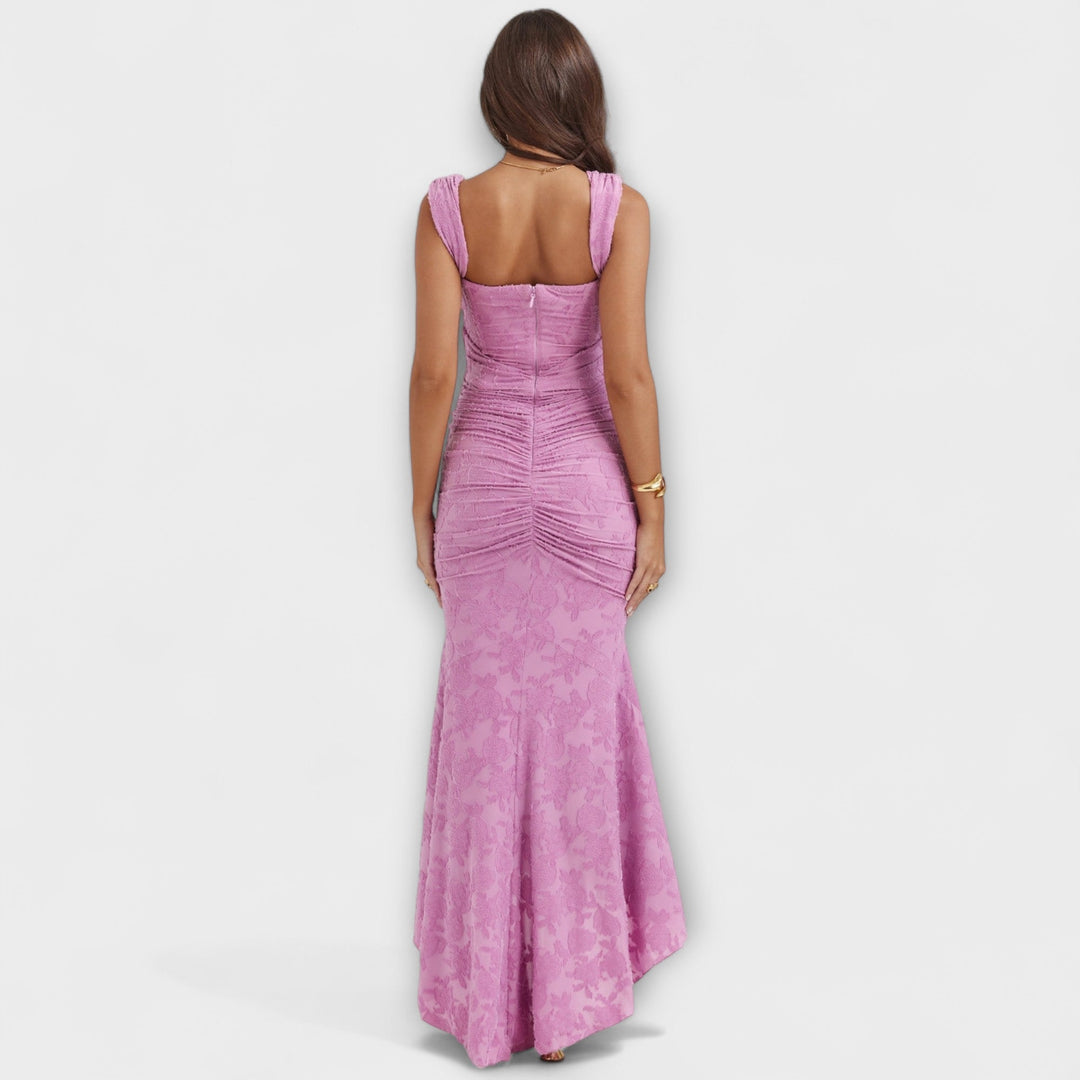 Renske - Elegant Lang Kjole med Raffineret Korsetdesign