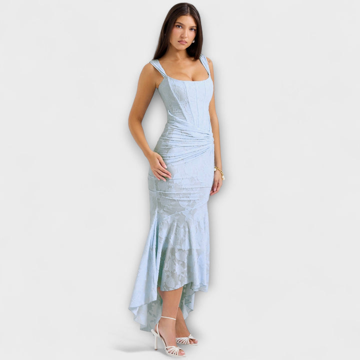 Renske - Elegant Lang Kjole med Raffineret Korsetdesign