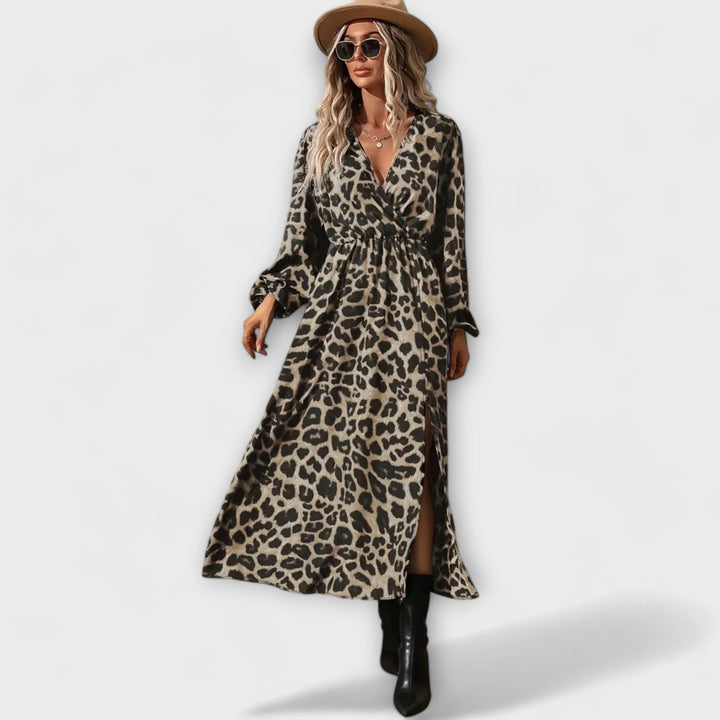 Natalie - Elegant kjole med leopardprint
