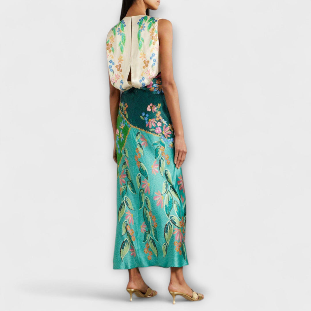 Aisling - Elegant Draped Floral Maxi Dress