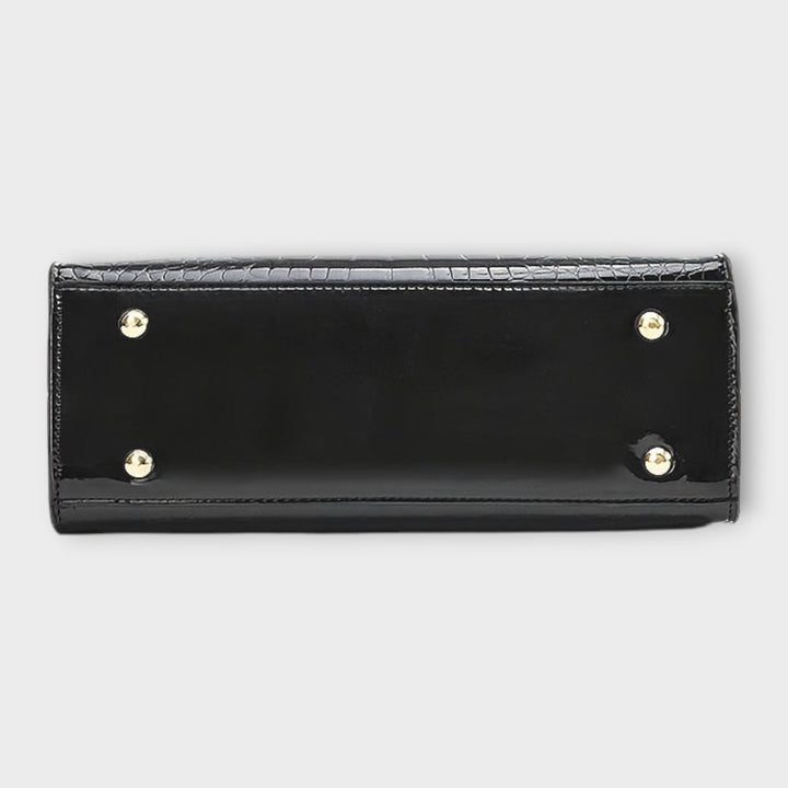 Lora. - Glänzende Handtasche im Krokodilleder-Design