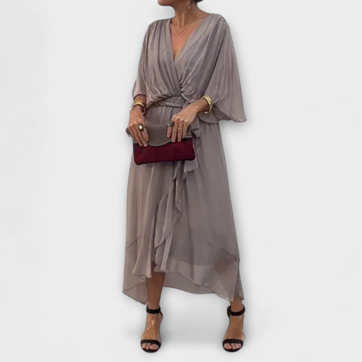 Amoura - V-Neck Chiffon Dress