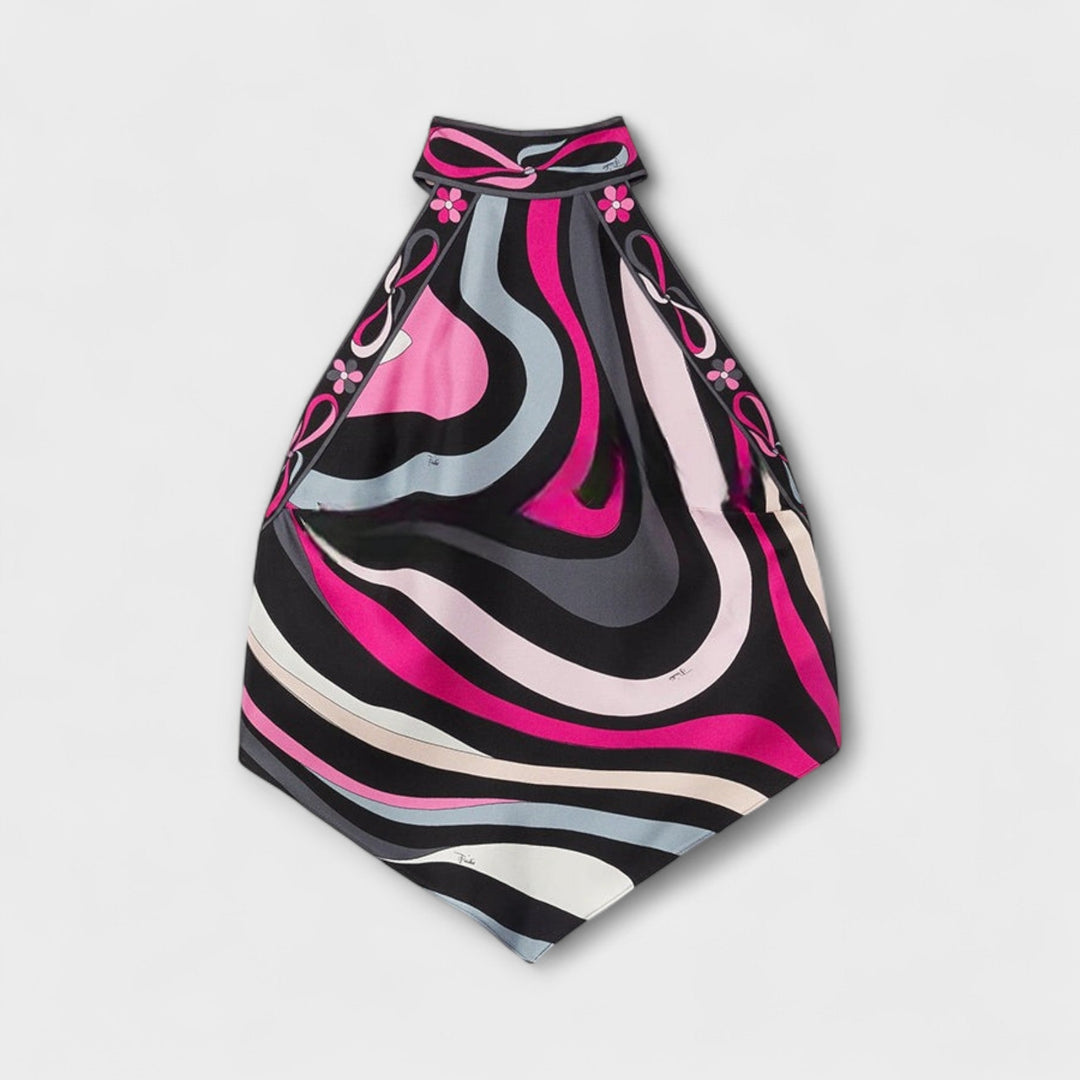 Everly - Halterneck Top og Asymmetrisk Midi Nederdel Sæt