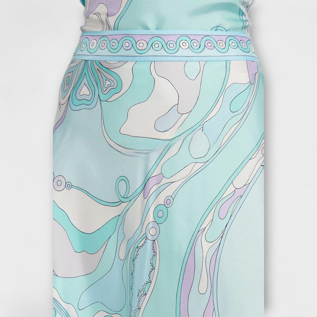 Everly - Halterneck Top og Asymmetrisk Midi Nederdel Sæt