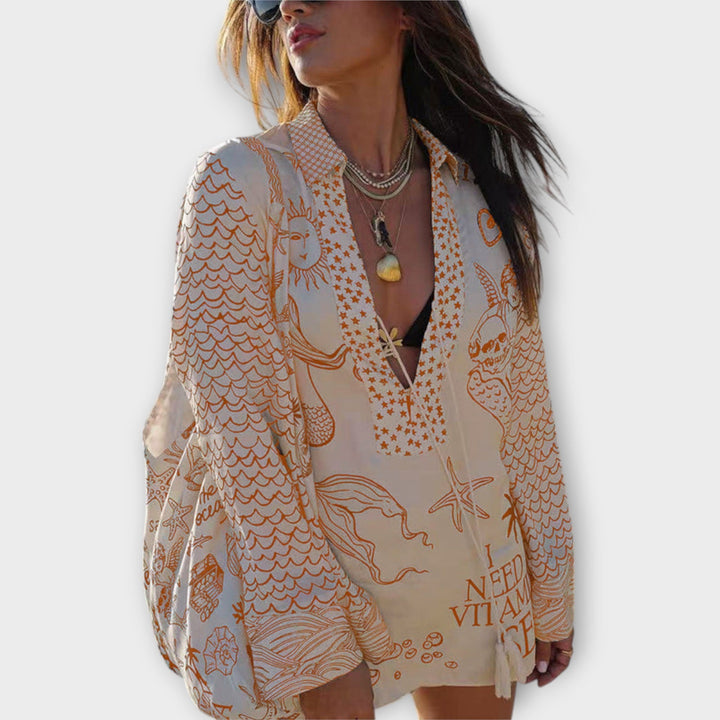 Liv - Satin Fringed Shirt and Shorts Set