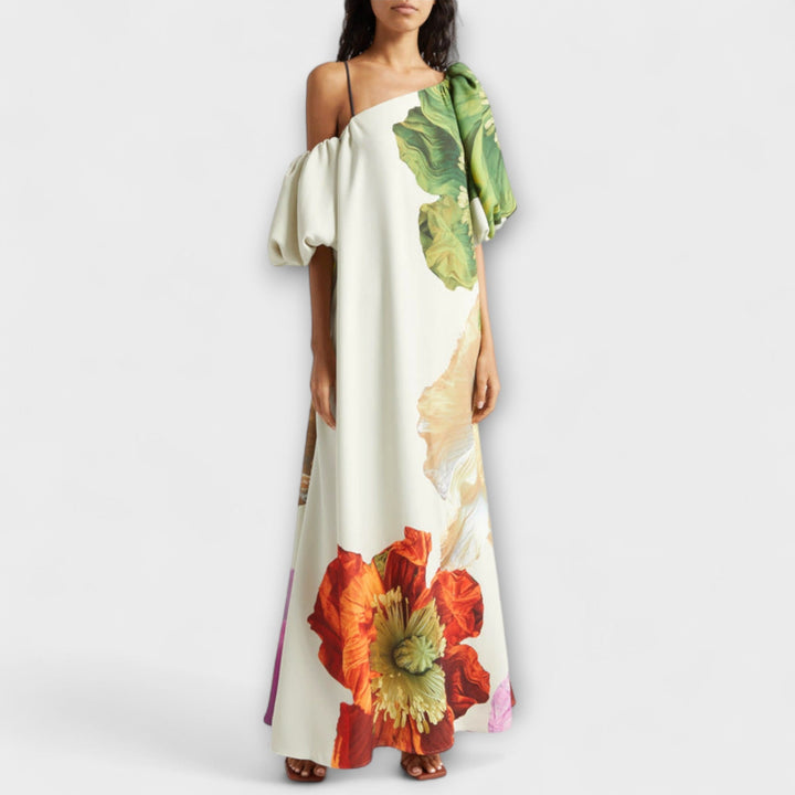 Melodi - Asymmetrical Floral Maxi Dress