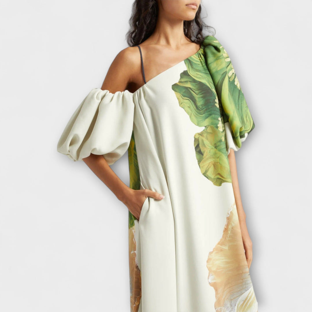 Melodi - Asymmetrical Floral Maxi Dress