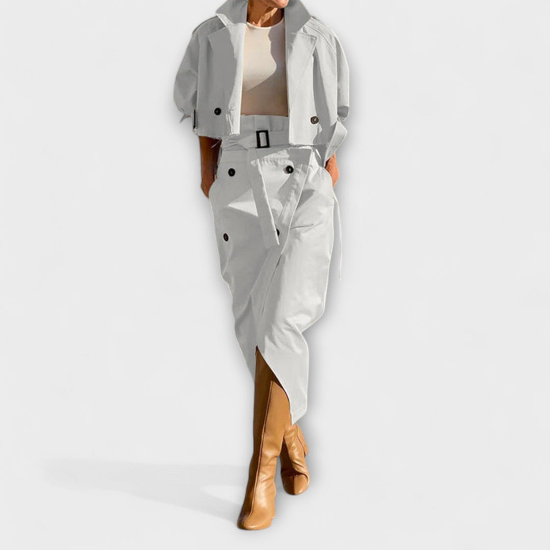 Lyra - Chic Midi Skirt Jacket with Pockets