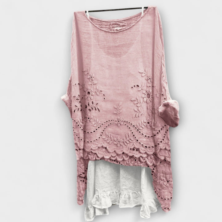 Ella - Bluse med dobbeltlagskant