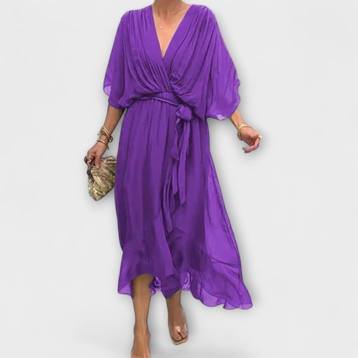 Amoura - V-Neck Chiffon Dress