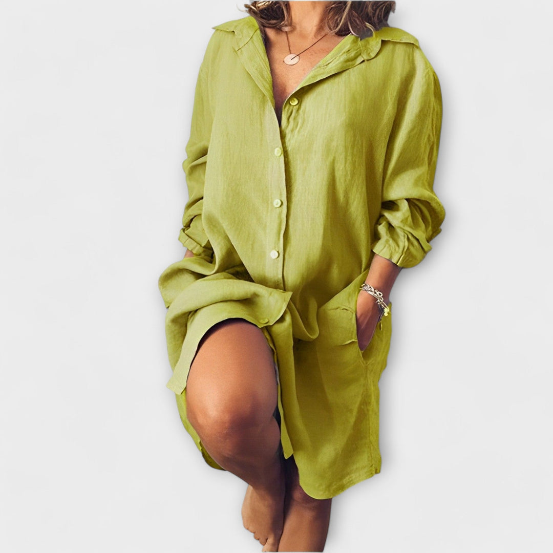 Elegant linnedbluse til daglig brug