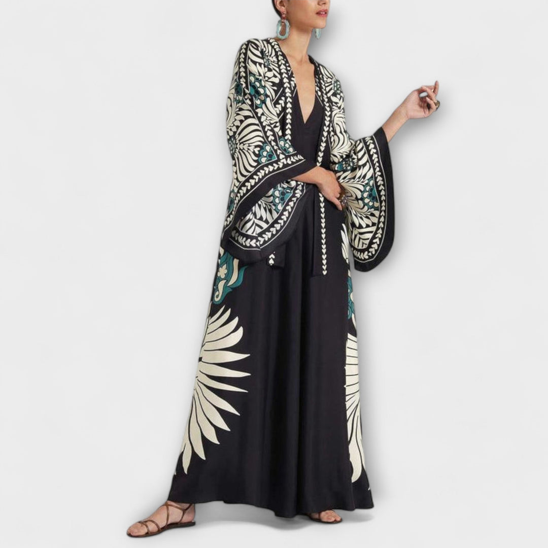 Giselle - Elegant Maxikjole med Blomsterprint