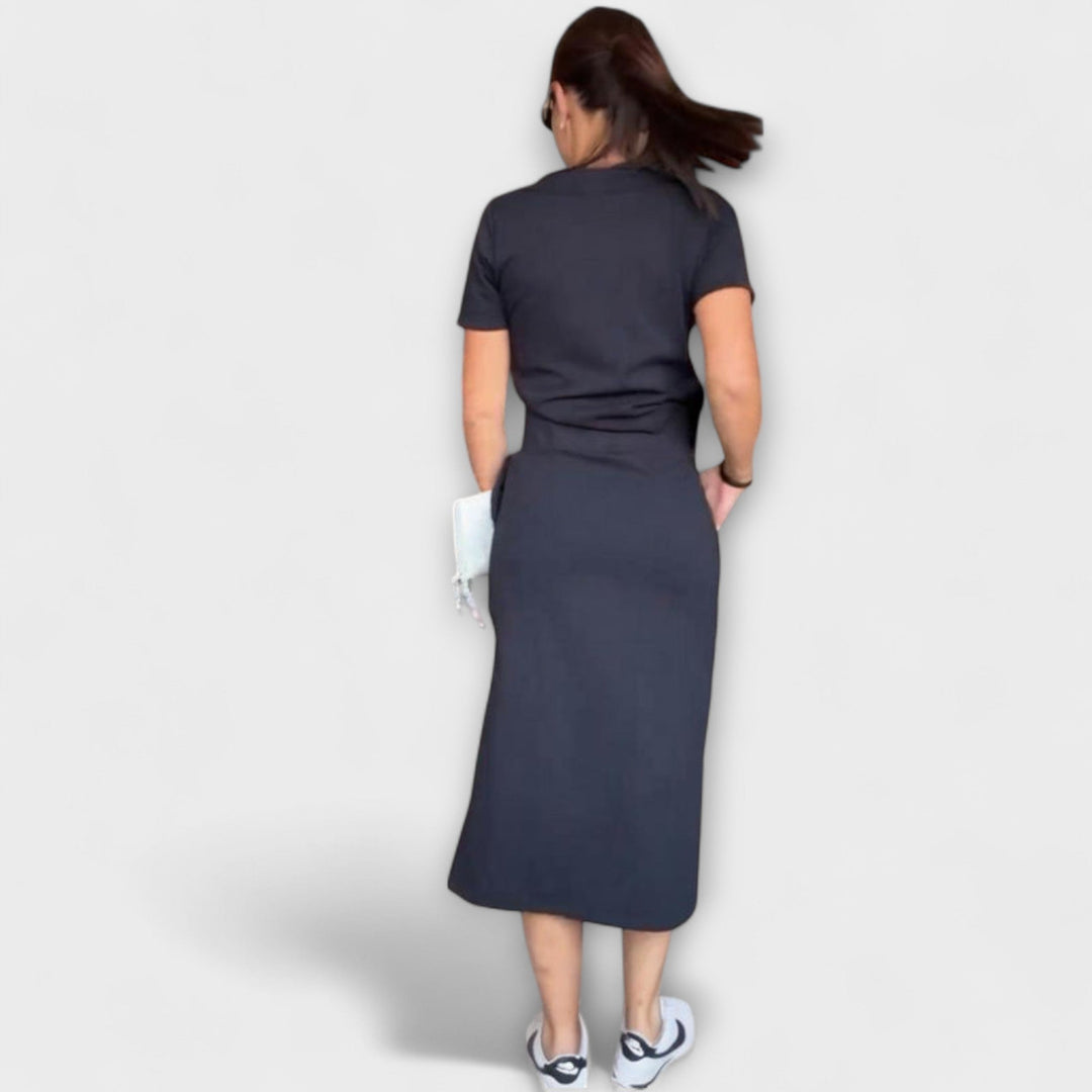 Danielle - Chic V-Neck Top with Skirt