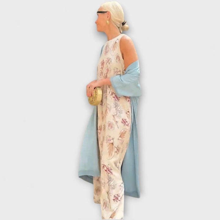 Elveria – Maxikjole med tilhørende cardigan