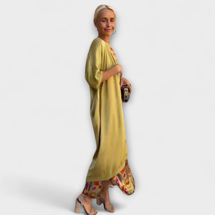 Elveria – Maxikjole med tilhørende cardigan