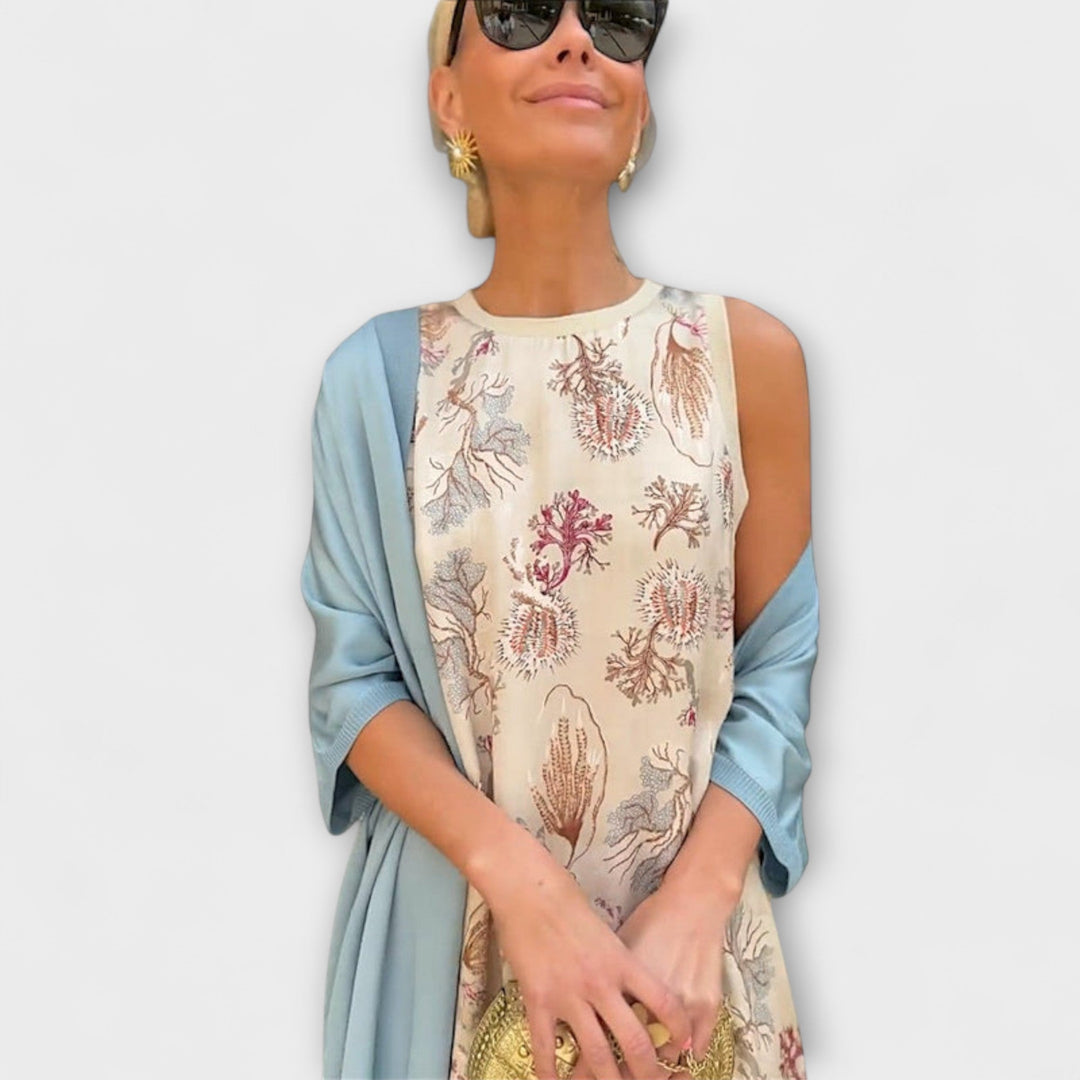 Elveria – Maxikjole med tilhørende cardigan