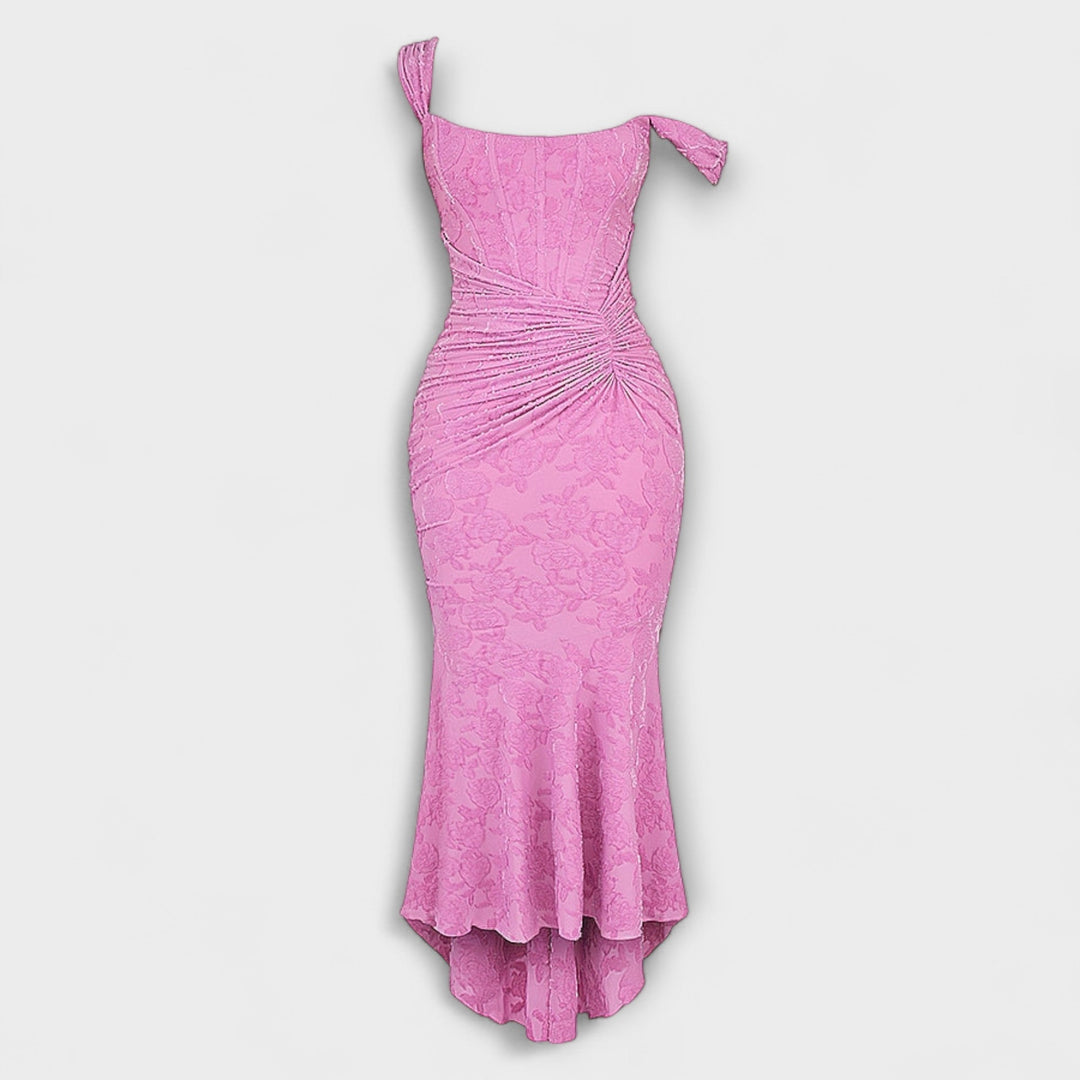 Renske - Elegant Lang Kjole med Raffineret Korsetdesign