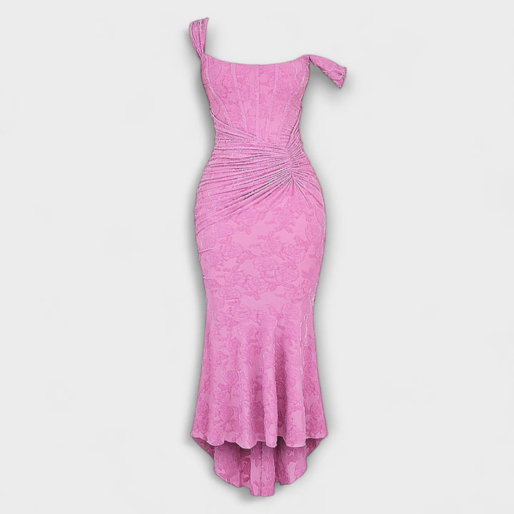 Renske - Elegant Lang Kjole med Raffineret Korsetdesign