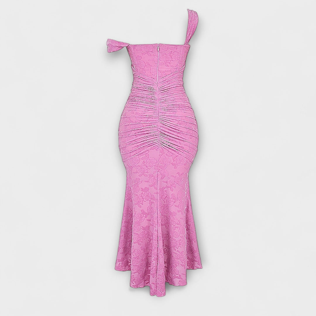 Renske - Elegant Lang Kjole med Raffineret Korsetdesign