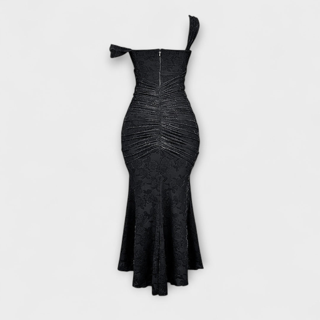 Renske - Elegant Lang Kjole med Raffineret Korsetdesign