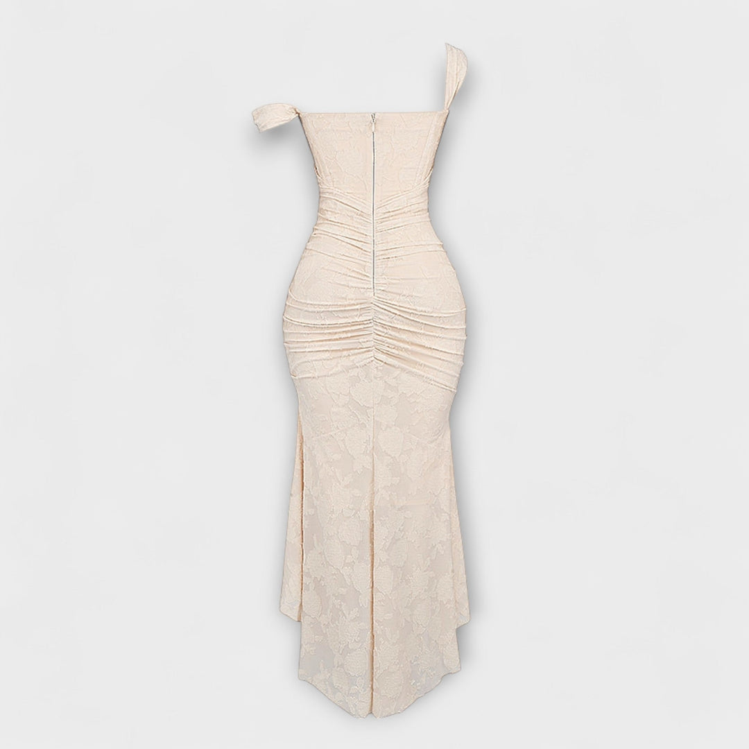 Renske - Elegant Lang Kjole med Raffineret Korsetdesign