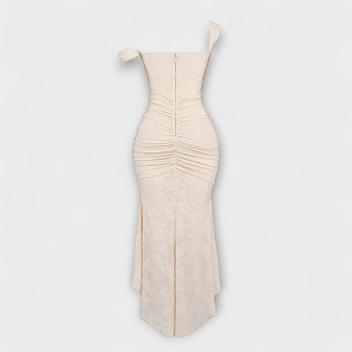 Renske - Elegant Lang Kjole med Raffineret Korsetdesign