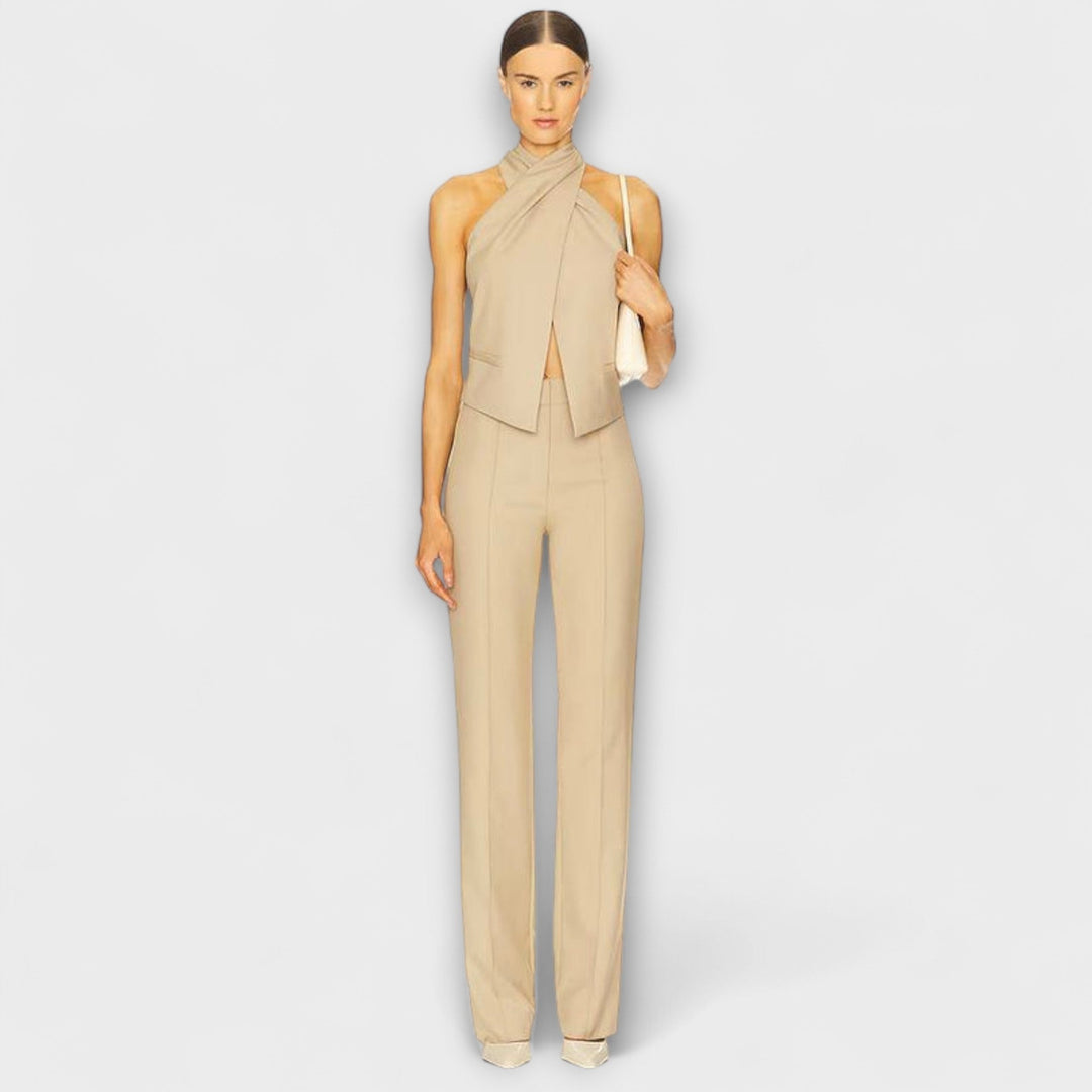 Juni - Crisscross Halter Neck Tank Top